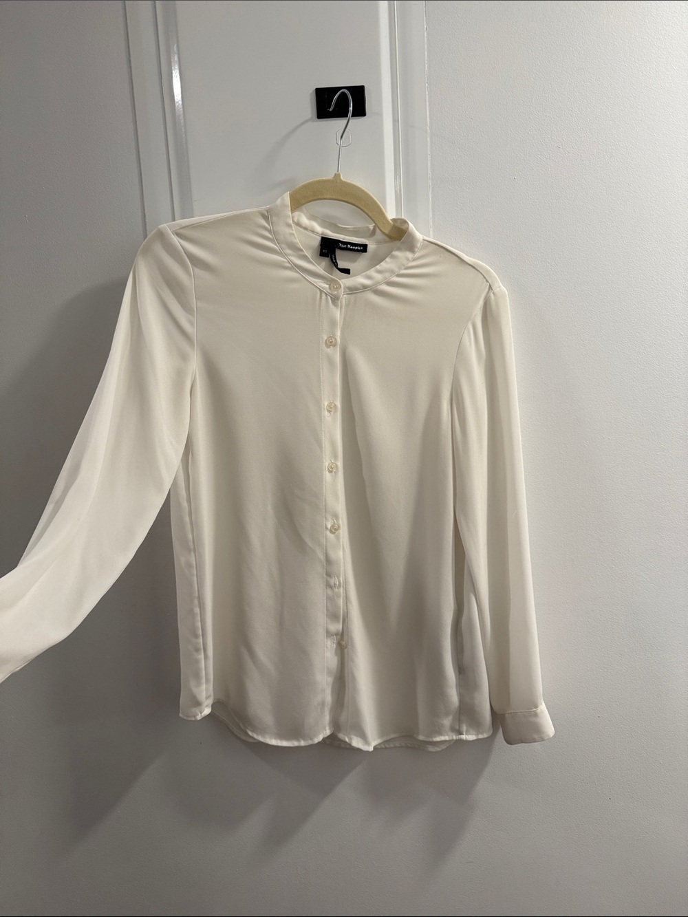 The Kooples Ivory Mandarin-Collar Button Down Blouse